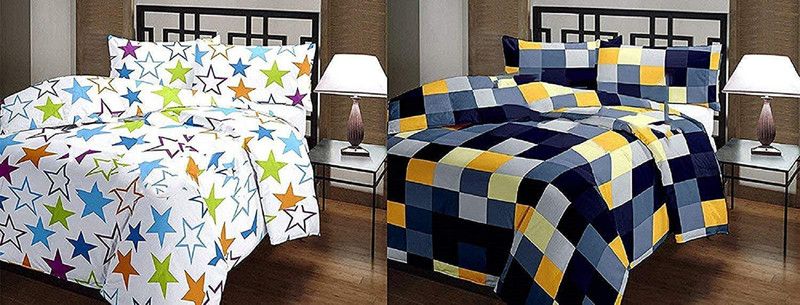 kush enterprises Printed Single AC Blanket for AC Room  (Microfiber, White and Blue)