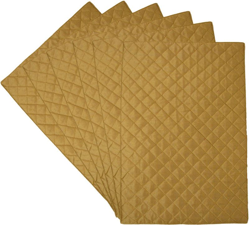 HOME SHINE Rectangular Pack of 6 Table Placemat  (Beige, Polyester)