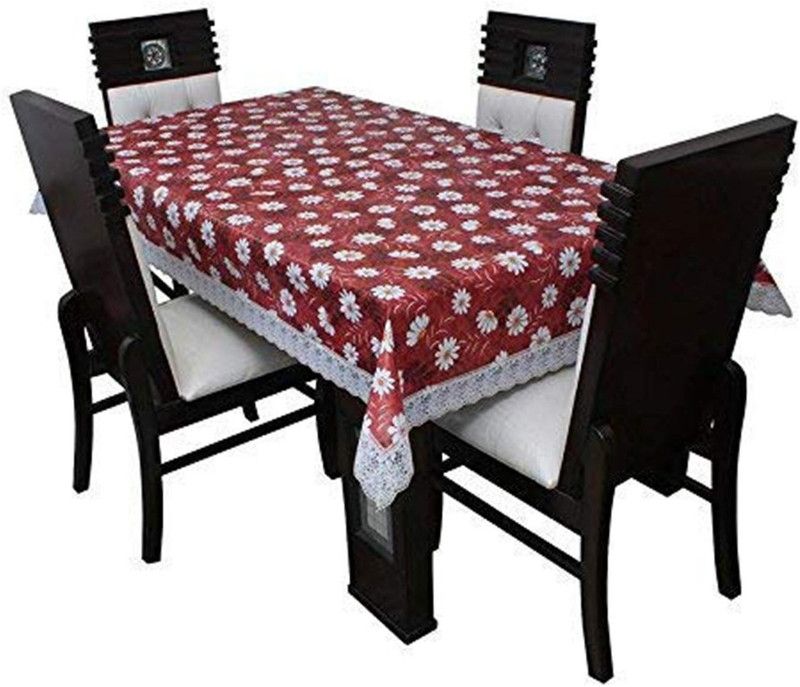 TANLOOMS Floral 4 Seater Table Cover  (Red, Plastic)