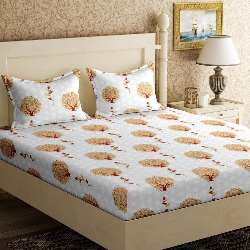 sentiments 210 TC Cotton Double Floral Flat Bedsheet  (Pack of 1, Multicolor)