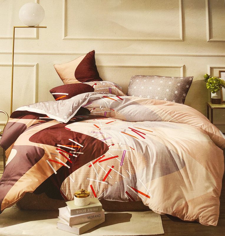 Sachdeva decor 280 TC Microfiber Single Printed Flat Bedsheet  (Pack of 1, Brown)