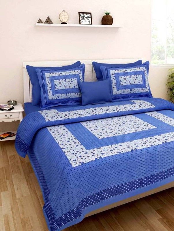 KAARAV 200 TC Cotton Queen Printed Flat Bedsheet  (Pack of 1, Multicolor16)