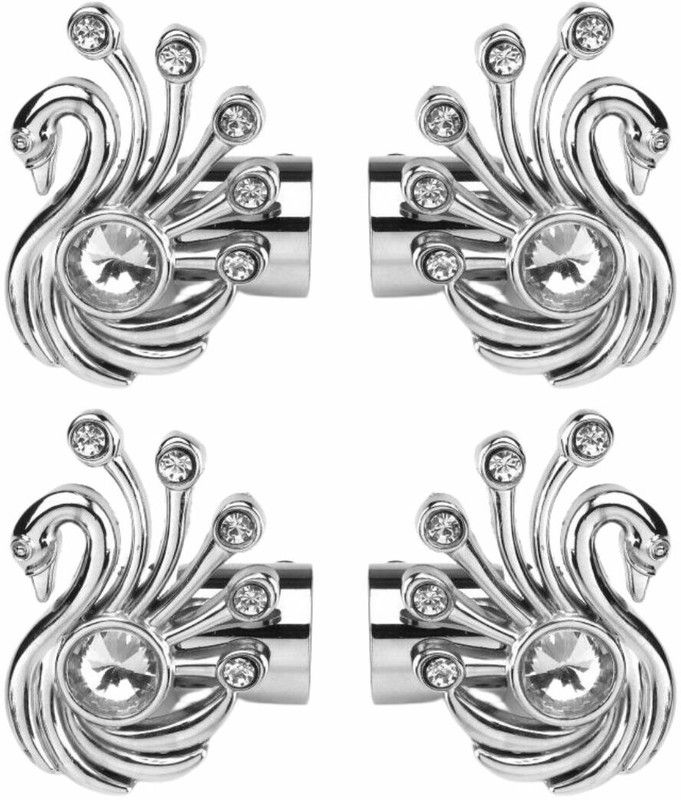 Inkart Silver Rod Rail Bracket, Curtain Knobs Metal  (Pack of 4)
