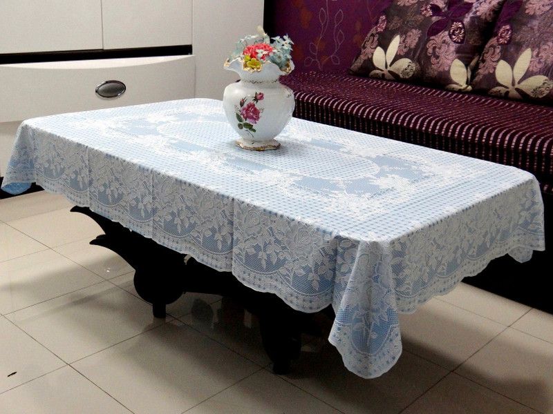 Katwa Clasic Floral 2 Seater Table Cover  (Blue, PVC (Polyvinyl Chloride))