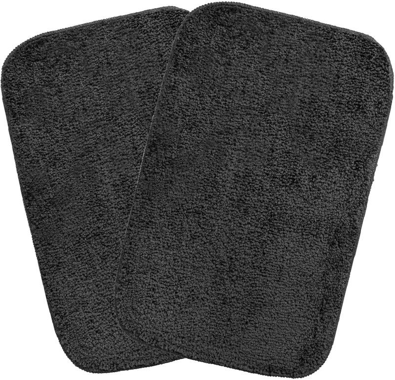 HOMEMONDE Polyester Floor Mat  (Grey, Medium, Pack of 2)
