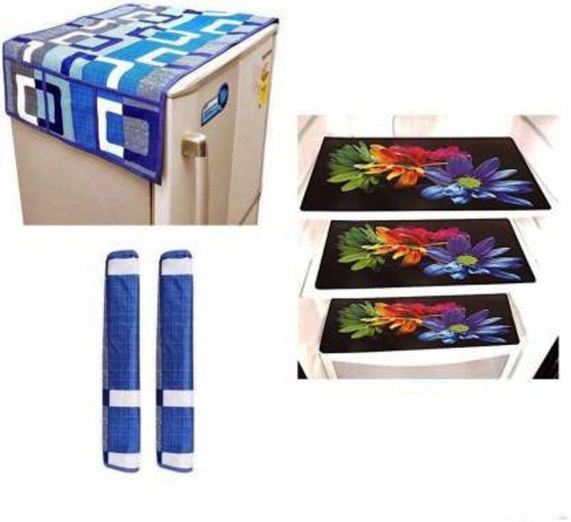 Waynet Refrigerator Cover  (Width: 56 cm, Blue)