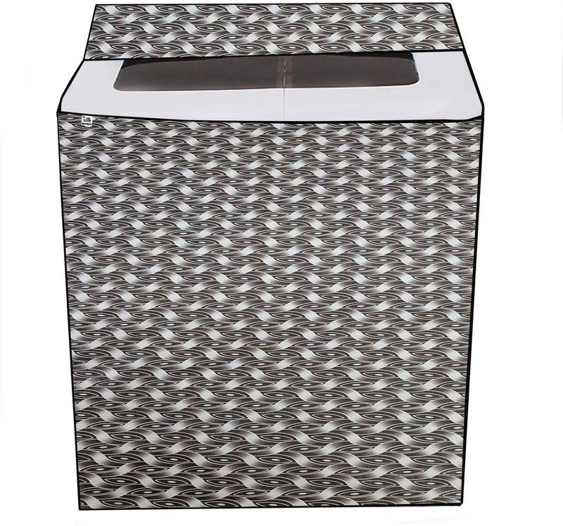 KingMatters Semi-Automatic Washing Machine Cover  (Width: 82 cm, White, Brown)