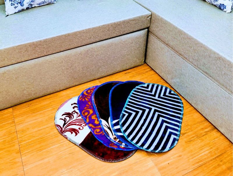 SHF Velvet Door Mat  (Multicolor, Medium, Pack of 5)
