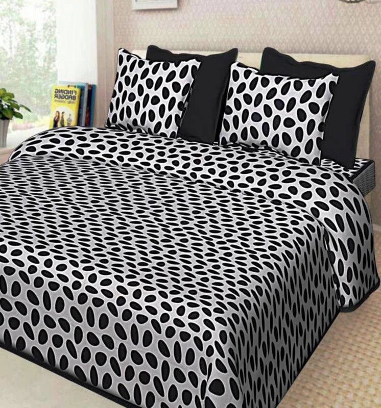 NAIWAL FASHION 290 TC Cotton Double Printed Flat Bedsheet  (Pack of 3, Black)