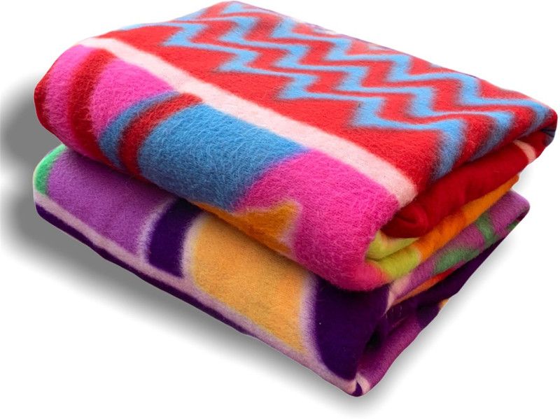 PWI Solid Single Fleece Blanket for AC Room  (Cotton, Multi 2)
