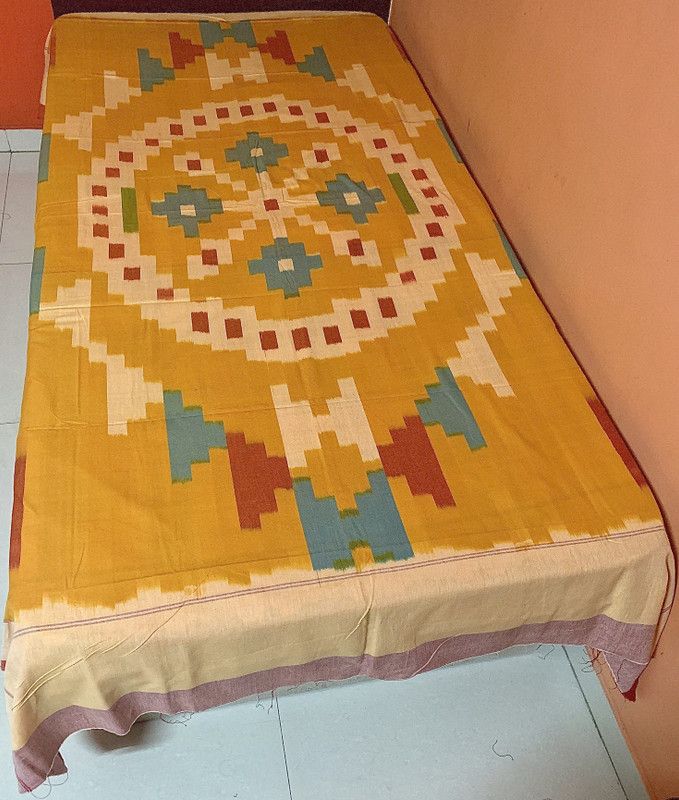 AnuMoh 160 TC Cotton Single Self Design Flat Bedsheet  (Pack of 1, Knk-Multi-04)