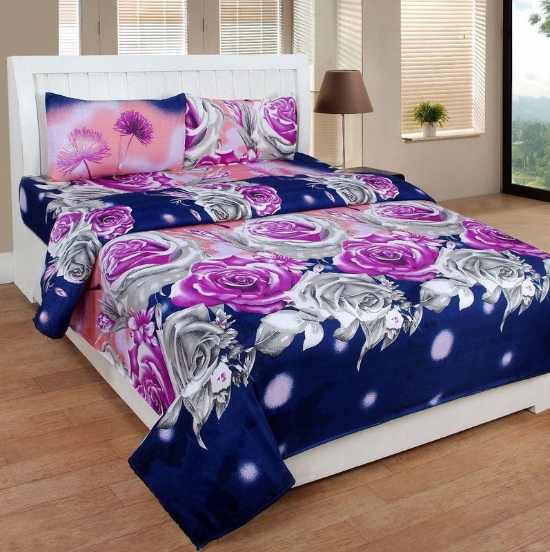 ARsMerchandise 120 TC Polycotton Double Floral Flat Bedsheet  (Pack of 1, Multicolor)