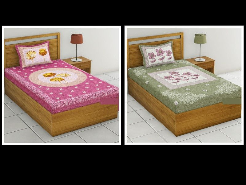 144 TC Cotton Single Jaipuri Prints Bedsheet  (Pack of 2, Design164)