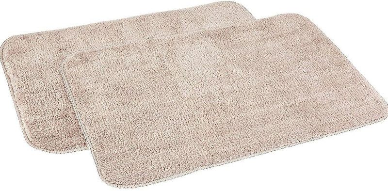 PETUNIA HOME Microfiber Bathroom Mat  (Beige, Medium, Pack of 2)
