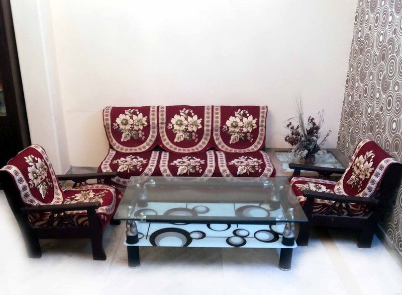 SHC Polyester Floral Sofa Cover  (Maroon Pack of 6)