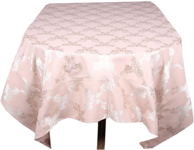 Home - the best is for you Self Design 6 Seater Table Cover  (Peach, Cotton)