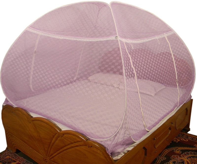SUNSHINE Polyester Adults Washable Double Bed Embroidery Premium Mosquito Net Mosquito Net  (Purple, Tent)