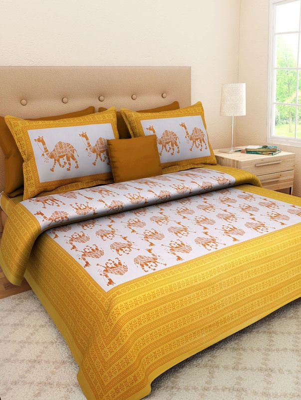 KayshaCreation 229 TC Cotton Double Animal Flat Bedsheet  (Pack of 1, Multicolor)