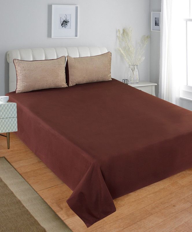 LE-FIGARO 250 TC Cotton King Solid Flat Bedsheet  (Pack of 1, Brown)