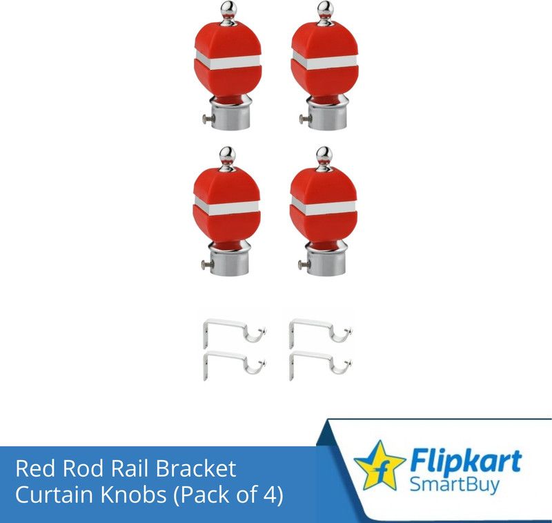 Flipkart SmartBuy Red Curtain Knobs, Rod Rail Bracket Metal  (Pack of 4)