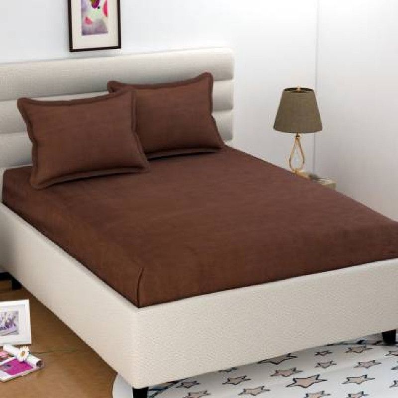 EKANSH FAB 160 TC Microfiber Double Solid Flat Bedsheet  (Pack of 1, Brown)
