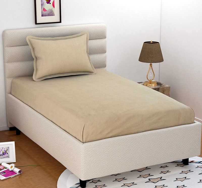 Divine Homes 150 TC Microfiber Single Solid Flat Bedsheet  (Pack of 1, Beige)