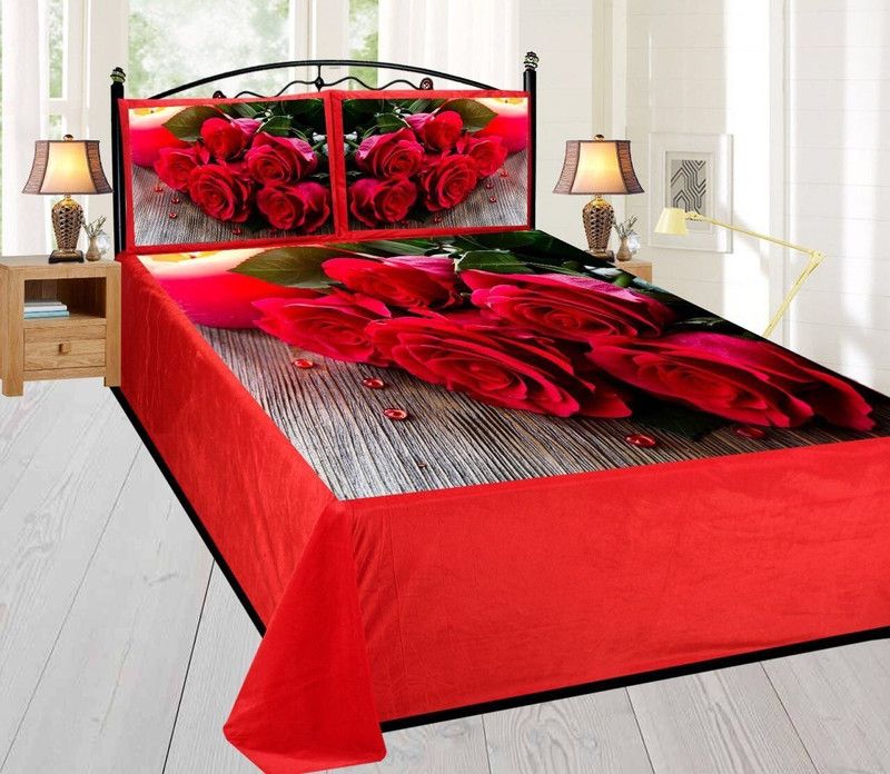 AV Creations 144 TC Velvet Double Self Design Flat Bedsheet  (Pack of 1, Multicolor)
