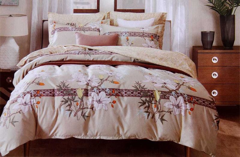 250 TC Cotton Double King Printed Bedsheet  (Pack of 1, cream)