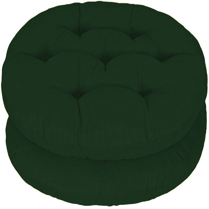 Mom's Moon Round Chair Cushion Polyester Fibre Solid Chair Pad Pack of 2  (Dark Green)