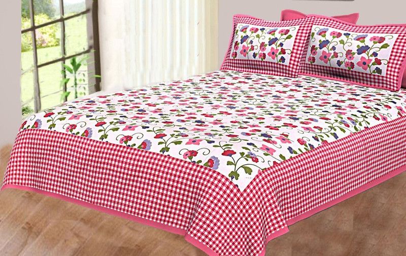 Unique Fashion 156 TC Cotton Double Jaipuri Prints Flat Bedsheet  (Pack of 1, Multicolor3)
