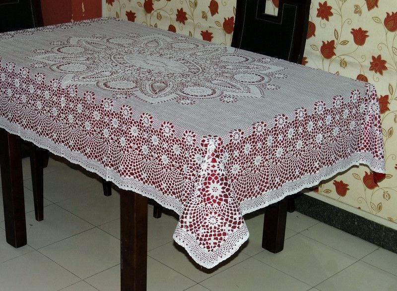Katwa Clasic Crocheted 4 Seater Table Cover  (Maroon, PVC (Polyvinyl Chloride))