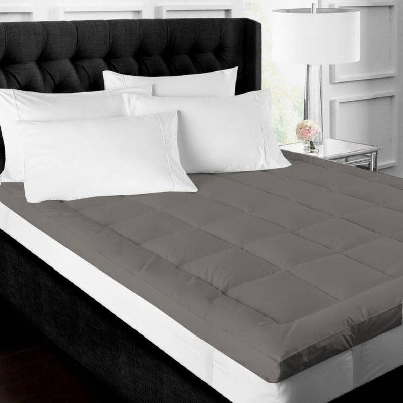 Linenovation Mattress Topper XL Size Mattress Cover  (Grey)
