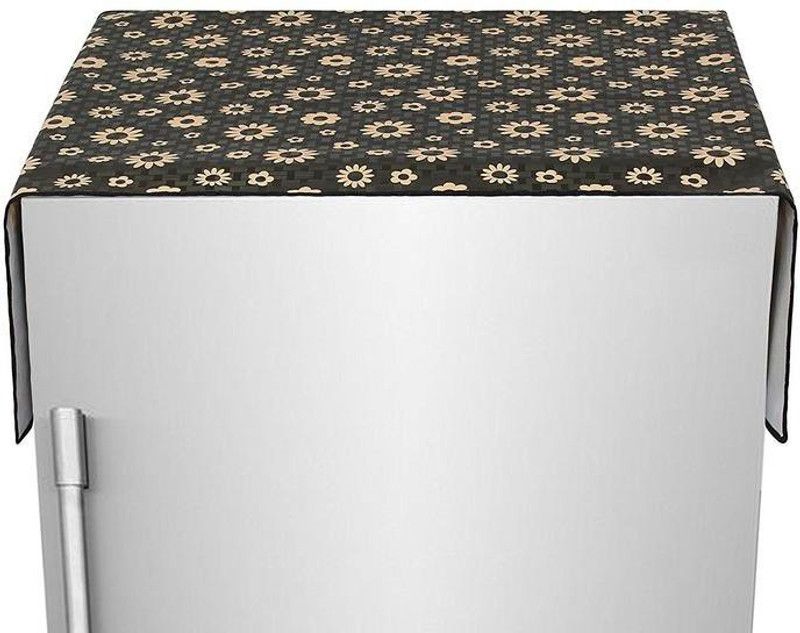 KingMatters Refrigerator Cover  (Width: 59 cm, Beige, Black)