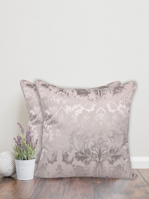 Home - the best is for you Self Design Cushions Cover  (Pack of 2, 40 cm*40 cm, Silver)