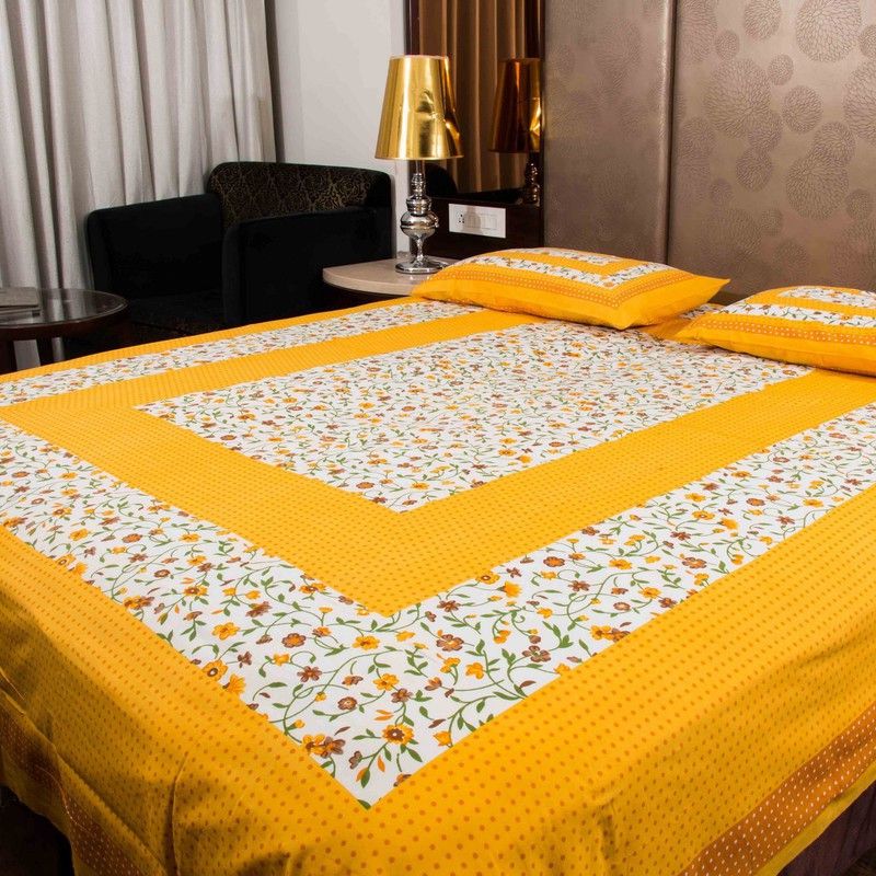 RRJAIPUR 122 TC Cotton Double Jaipuri Prints Flat Bedsheet  (Pack of 1, Multicolor)