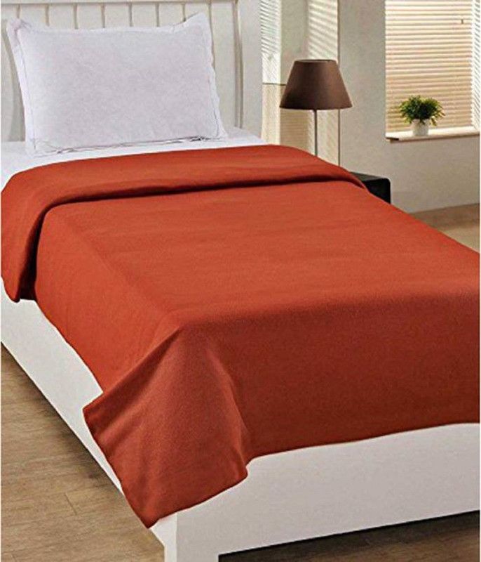 Supreme Home Collective Solid Double Fleece Blanket for AC Room  (Polyester, Orange)