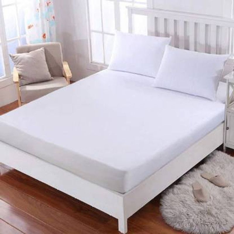sentiments Fitted Double Size Waterproof Mattress Cover  (White)