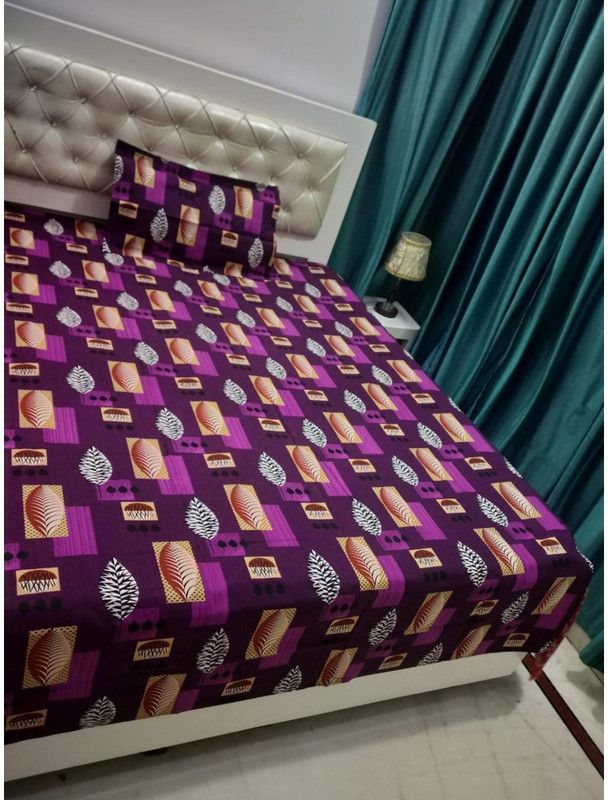 Byloom 140 TC Cotton Single Printed Flat Bedsheet  (Pack of 1, Purple)