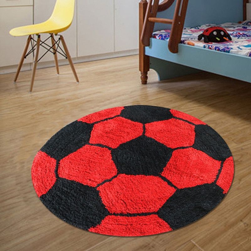 The Home Talk Cotton Bathroom Mat  (Red, Large)