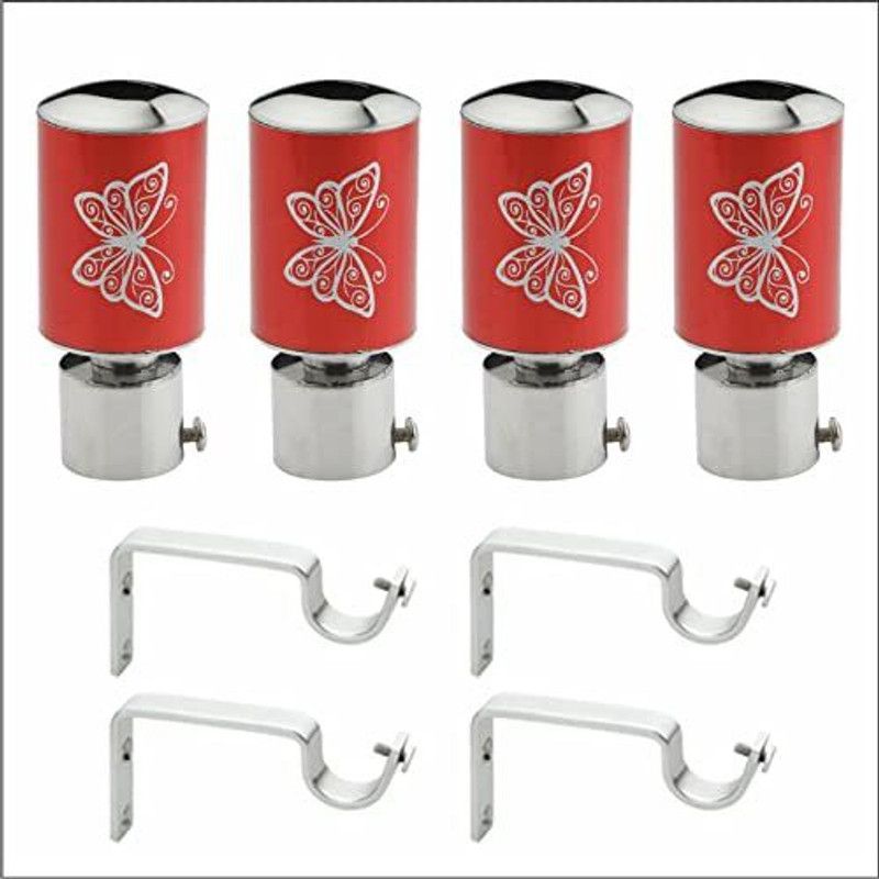 BUMBERELL Red Rod Rail Bracket, Curtain Knobs Metal  (Pack of 8)