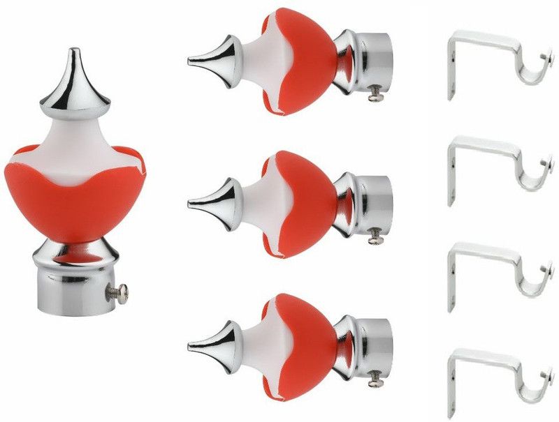 CELLRICH Red Rod Rail Bracket, Curtain Knobs Metal