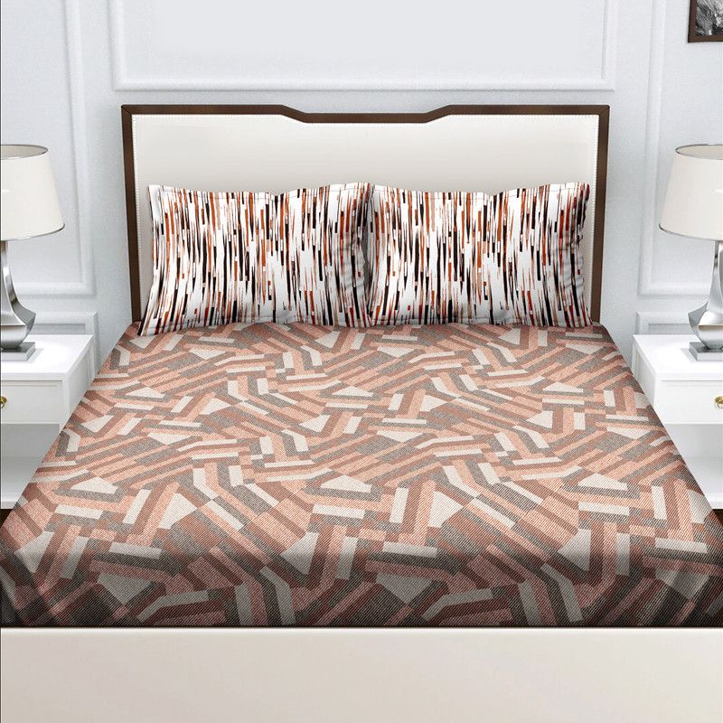 BELLA CASA 180 TC Cotton Queen Abstract Flat Bedsheet  (Pack of 1, Multicolor)