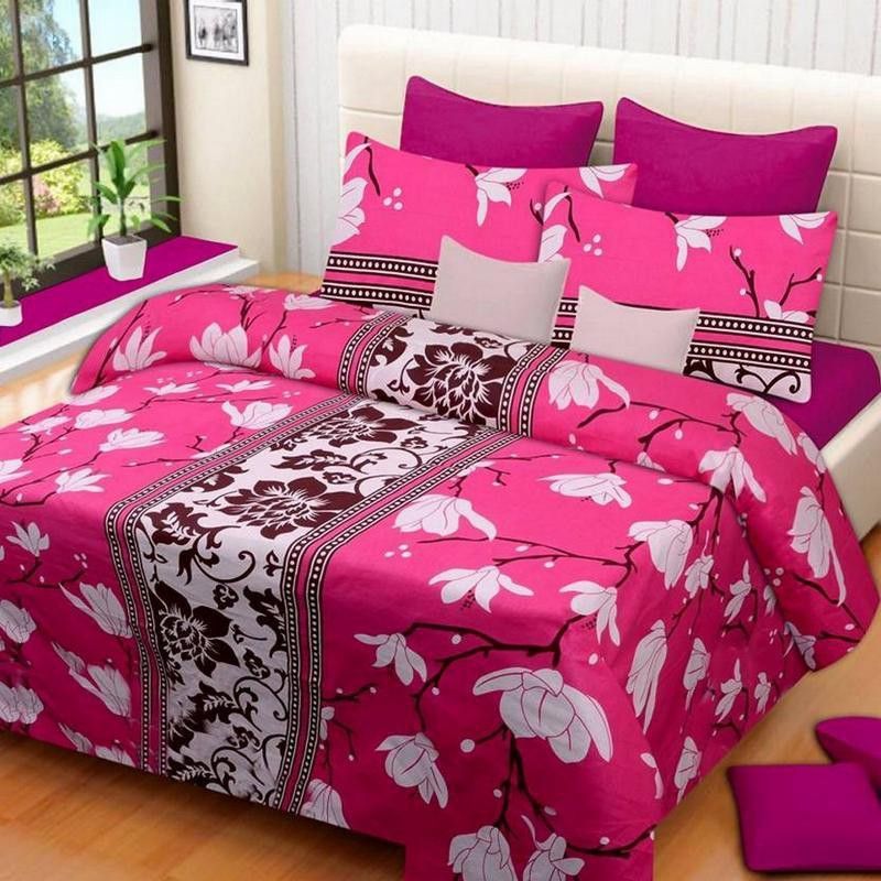 garima 7 star 144 TC Microfiber Double Printed Flat Bedsheet  (Pack of 1, Multicolor)