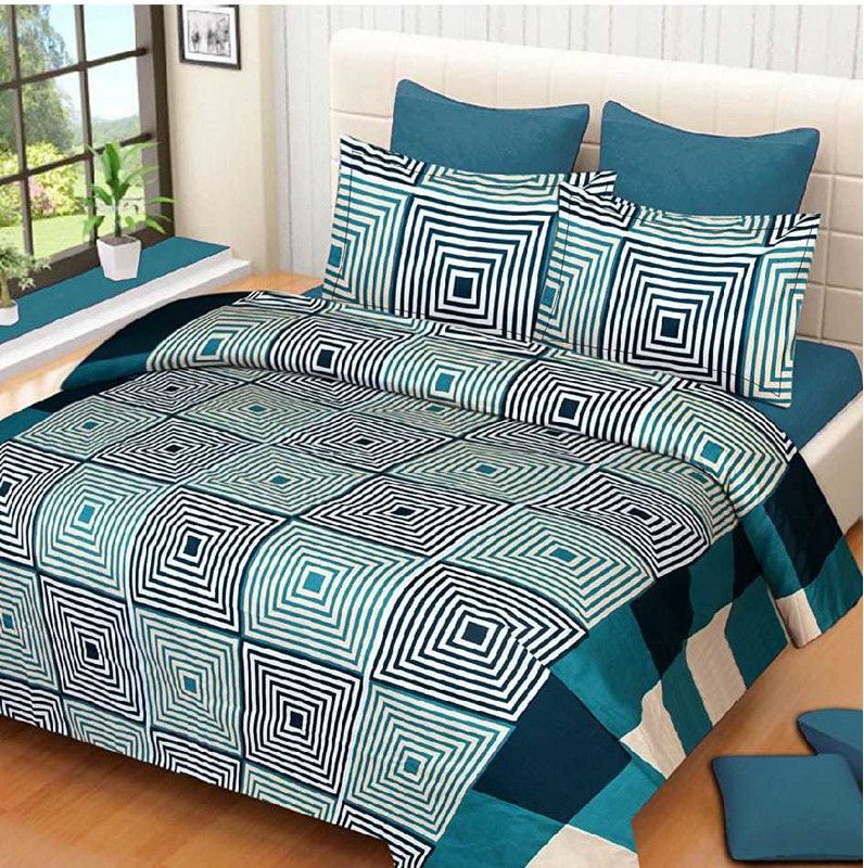 Comfort Ideas 250 TC Polyester Double Printed Flat Bedsheet  (Pack of 1, Multicolor)