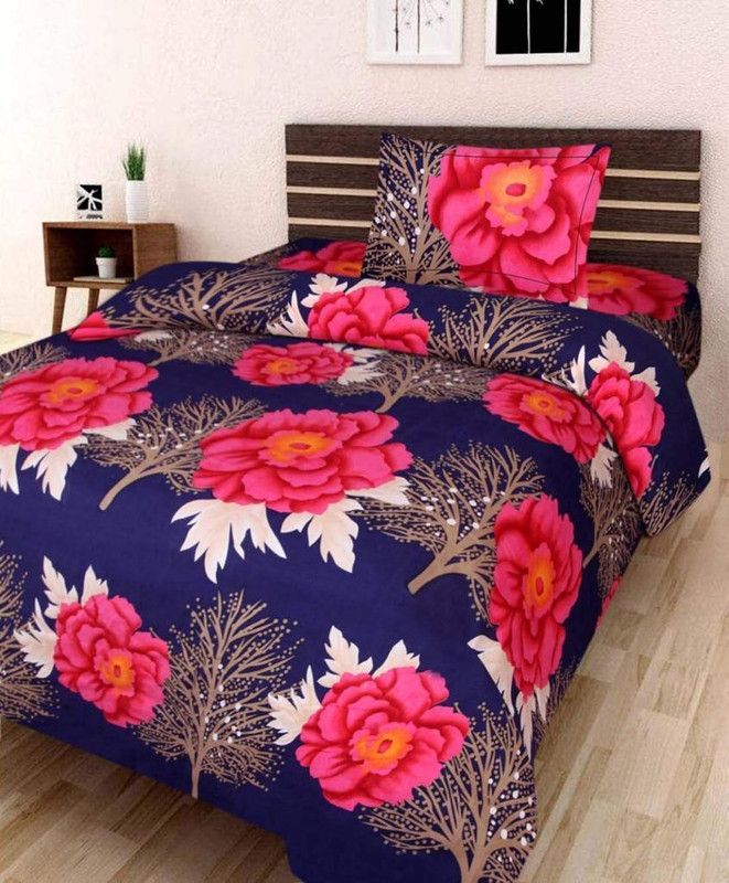 aggarwal fashion gallery 210 TC Cotton Single Floral Flat Bedsheet  (Pack of 1, Multicolor)