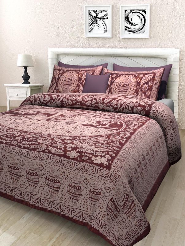 Fabriko 144 TC Cotton Double Jaipuri Prints Flat Bedsheet  (Pack of 1, Multicolor02)
