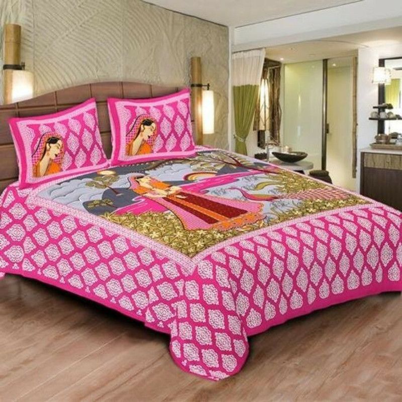 VHD 200 TC Cotton Double Animal Flat Bedsheet  (Pack of 1, Multicolor)