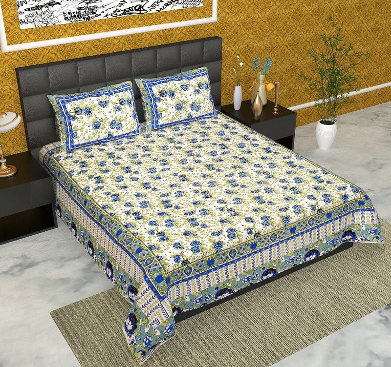 KANDY SHOP 181 TC Cotton King Floral Flat Bedsheet  (Pack of 1, Multicolor)