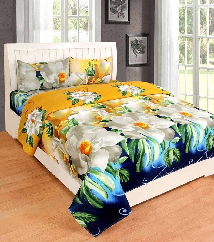 Recstiria Fab 140 TC Polycotton Double 3D Printed Flat Bedsheet  (Pack of 1, Multicolor)