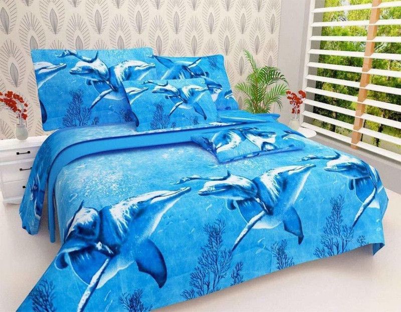Aakriti Homes 140 TC Polycotton Queen Printed Flat Bedsheet  (Pack of 1, Multicolor)